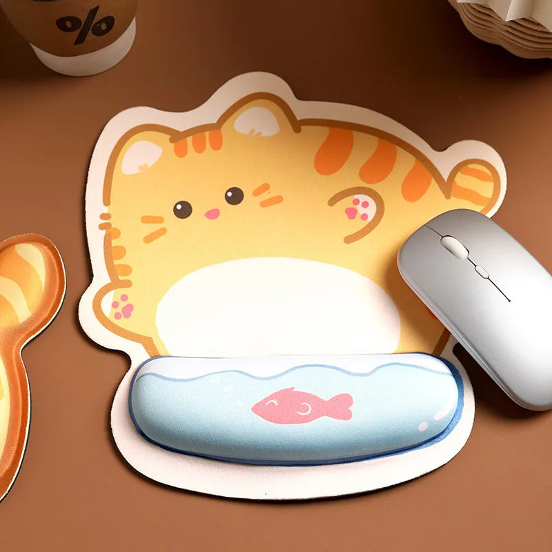 Cute Cartoon Corgi & Cat Mouse Pad with Wrist Rest – Memory Foam, Anti-Slip, Office Gift