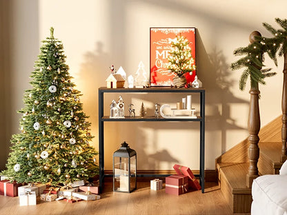 VASAGLE narrow console table with two shelves, entryway furniture in black, measuring 20x100x80cm, by R.E.D. Shopping.