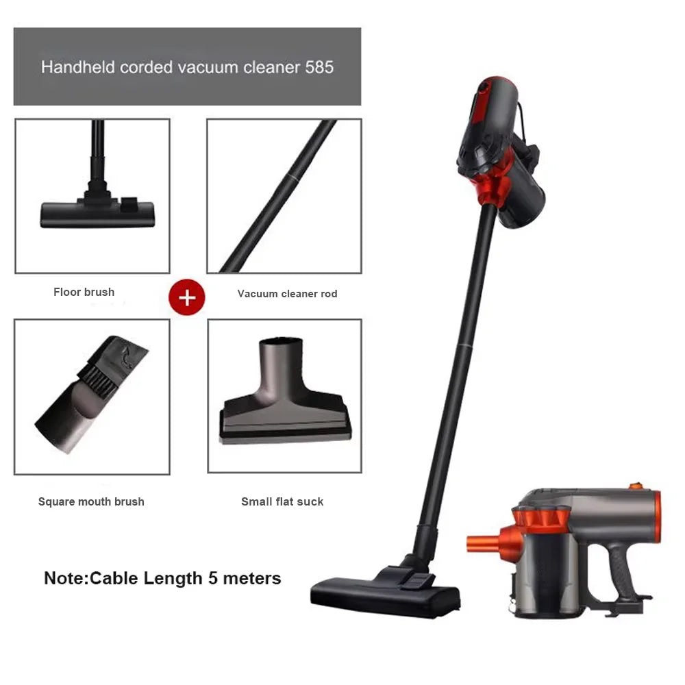 600W Wired Stick Vacuum Cleaner – 18kPa Suction, 5m Cable, 1.5L Dust Box | Multi-Surface | EU/US/UK/AU