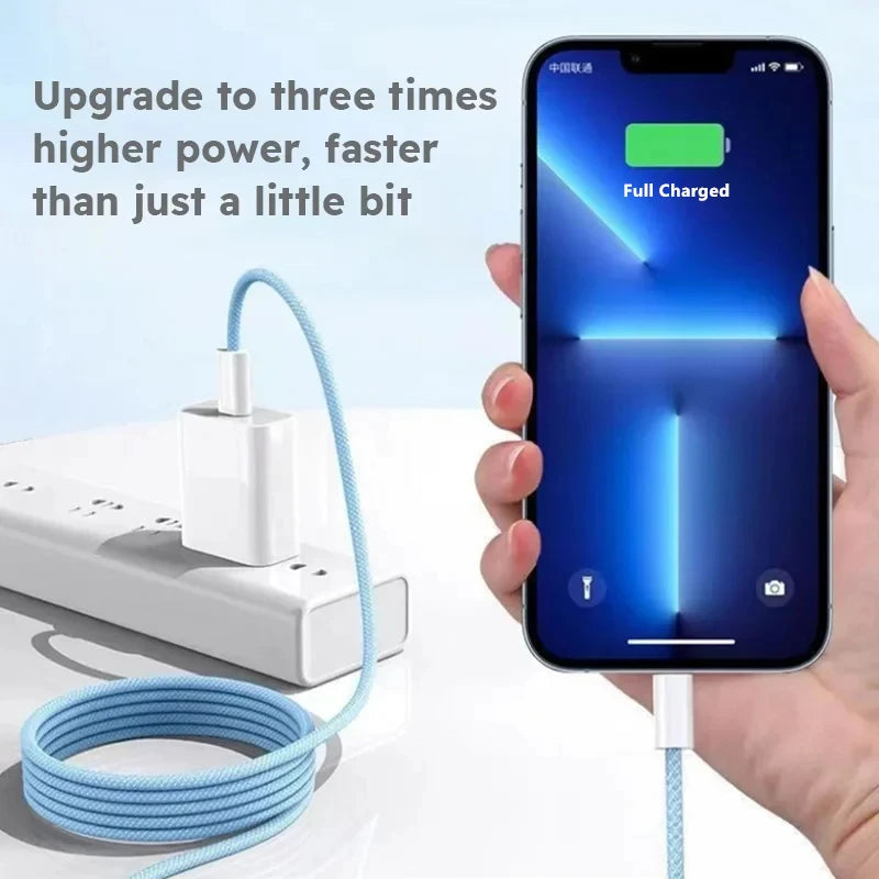 35W Braided USB-C to Lightning Fast Charge Cable for iPhone – 1m / 2m