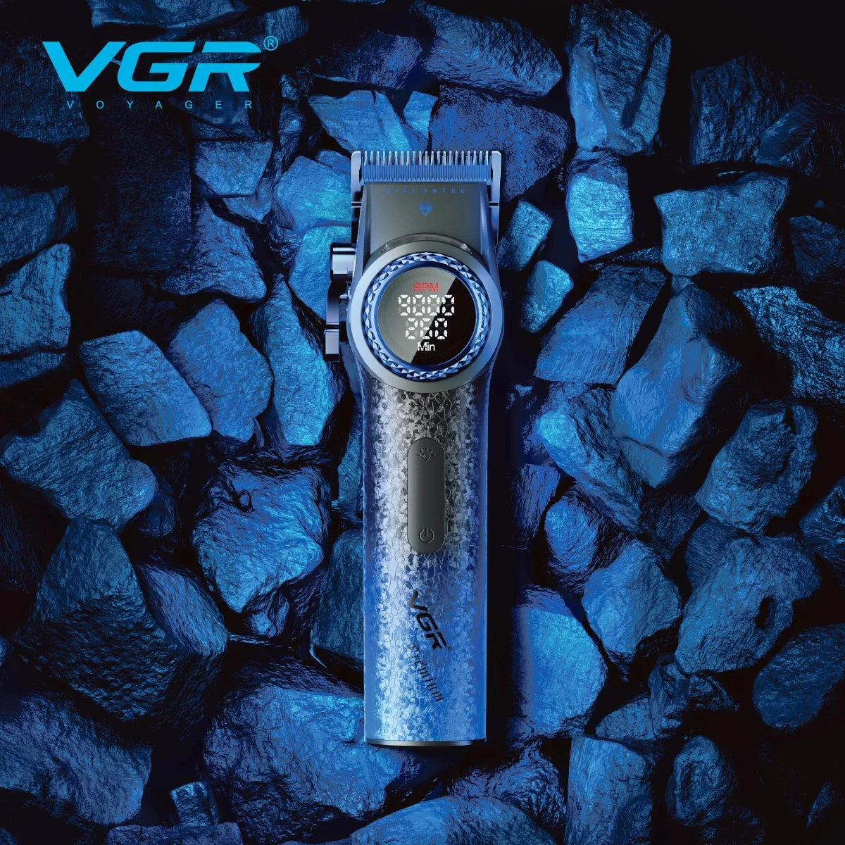 VGR V-001 Professional Hair Clipper – 9000RPM, 21-Speed, DLC Blades, 300min, USB