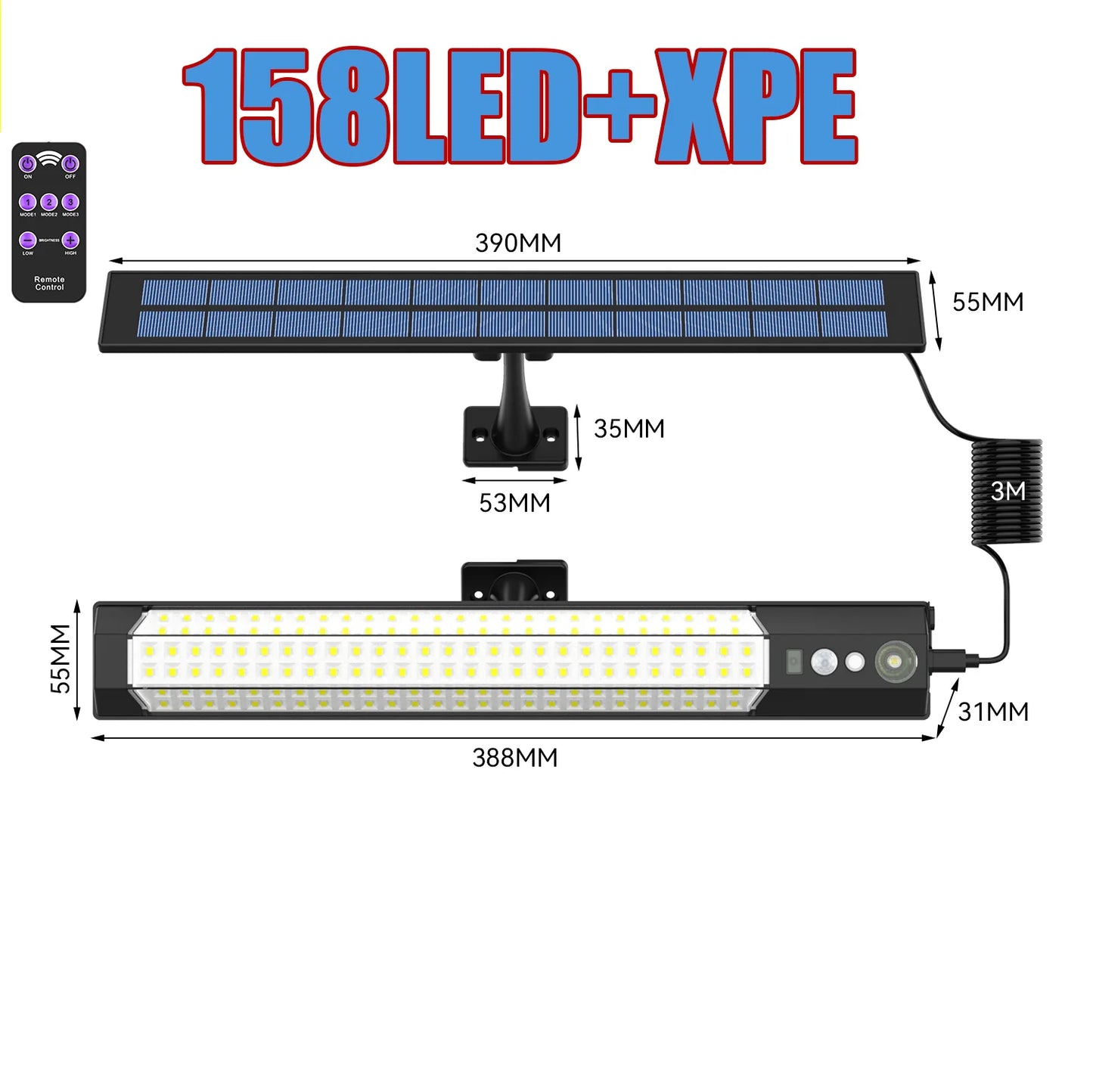 Solar Flood Light – 5000000LM LED, Remote Control, Waterproof Outdoor Spotlight