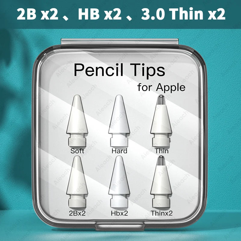 AIEACH Apple Pencil Replacement Tips – 2B/HB/2.0/3.0, Soft & Hard Nibs for Apple Pencil 1st, 2nd & 3rd Gen, USB-C Pro