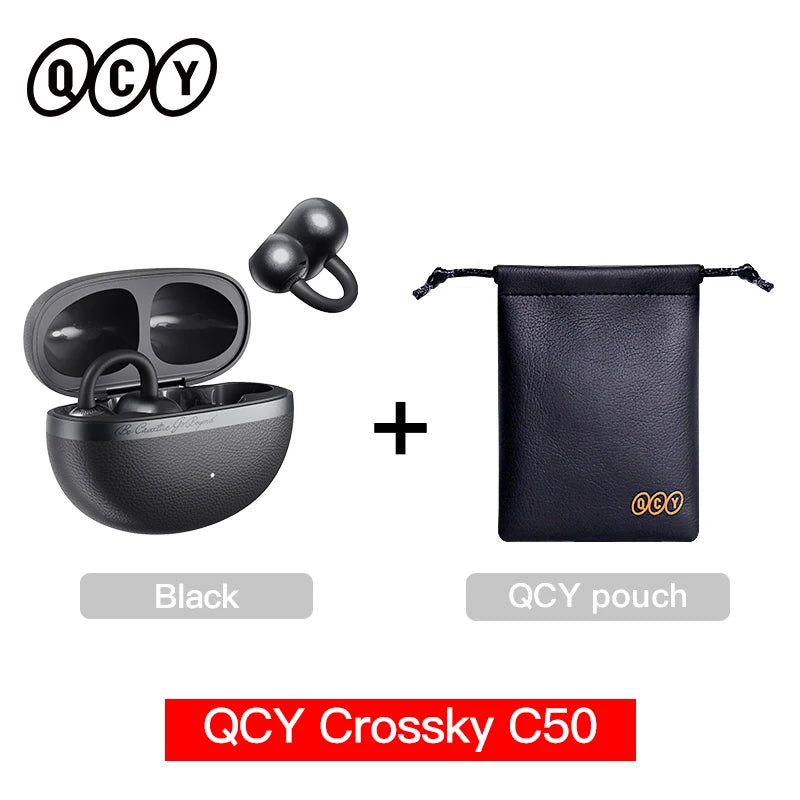 QCY Crossky C50 Open-Ear Clip-On Wireless Earbuds – Bluetooth 6.0, 4 AI Mics, Bass Boost, 60Hrs