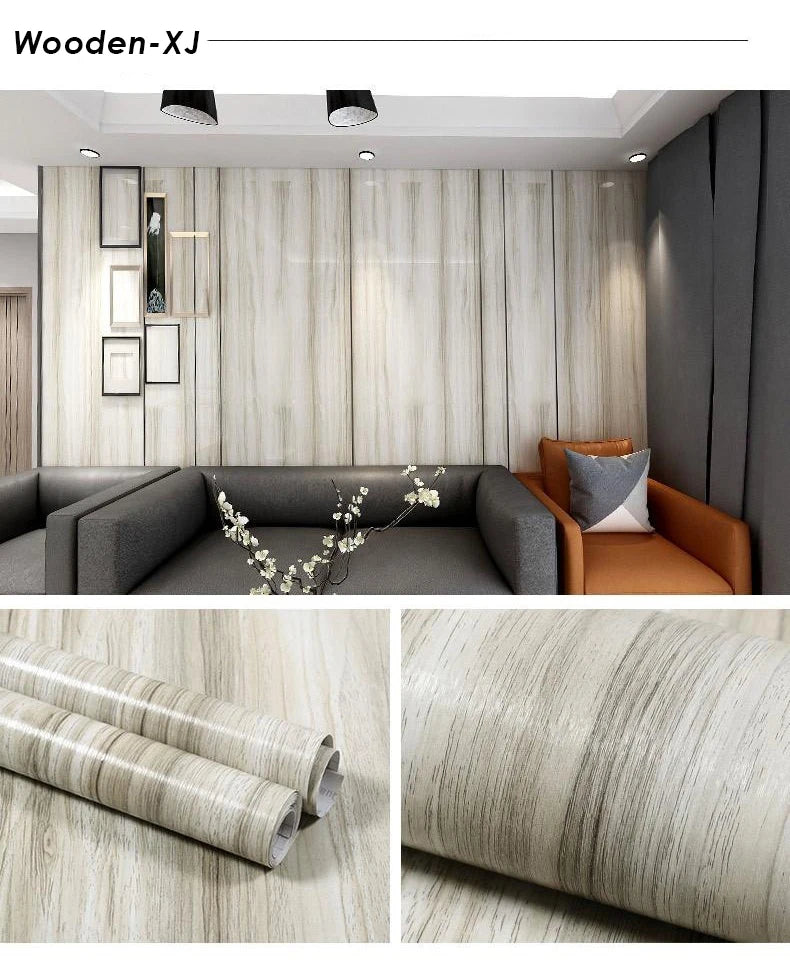 Self-Adhesive Waterproof Wood Effect Wallpaper Roll – PVC Vinyl