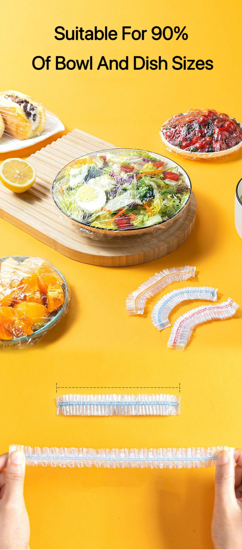 Elastic Food Cover Bags | Reusable PE Cling Wrap for Plates & Bowls | 50–1000 pcs