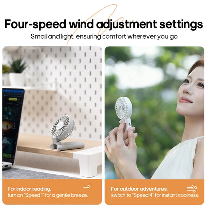 Portable Folding Handheld Fan | 1800mAh | 4-Speed | LED Display | Rechargeable | Outdoor Travel