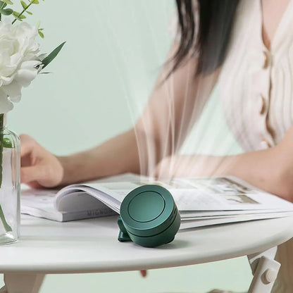 Leafless Mini Clip Fan – USB Neck & Waist Cooling Fan, 3 Speeds (Green)