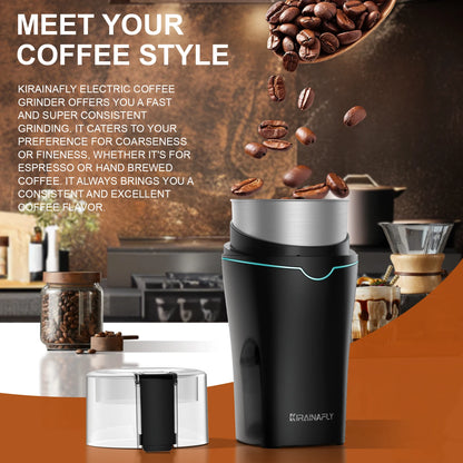 KIRAINAFLY 300W Professional Coffee & Spice Grinder – Removable Stainless Steel Cup