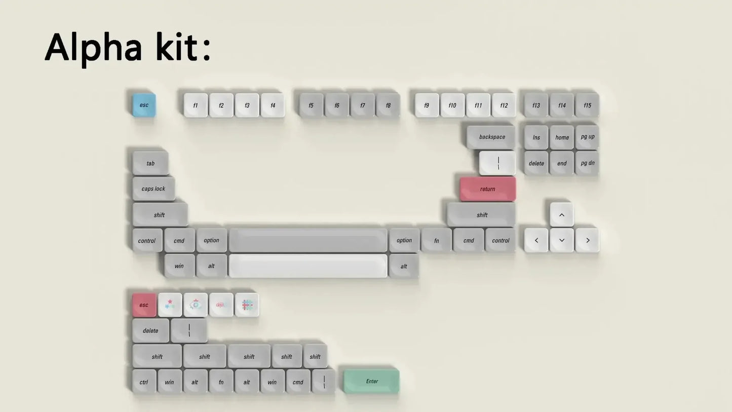 LCK Low Profile PBT Keycap Set – Retro Gray, for 61/68/75/84/87/96/104-Key Mechanical Keyboards