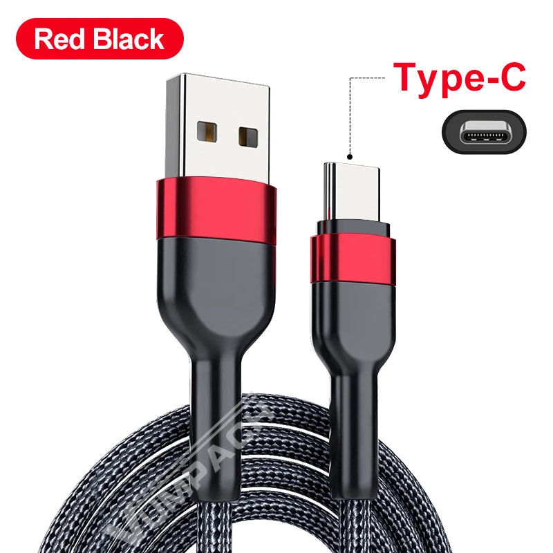 5A USB to Type-C Fast Charging Cable – Nylon Braided, for iPhone, Samsung, Xiaomi, Huawei