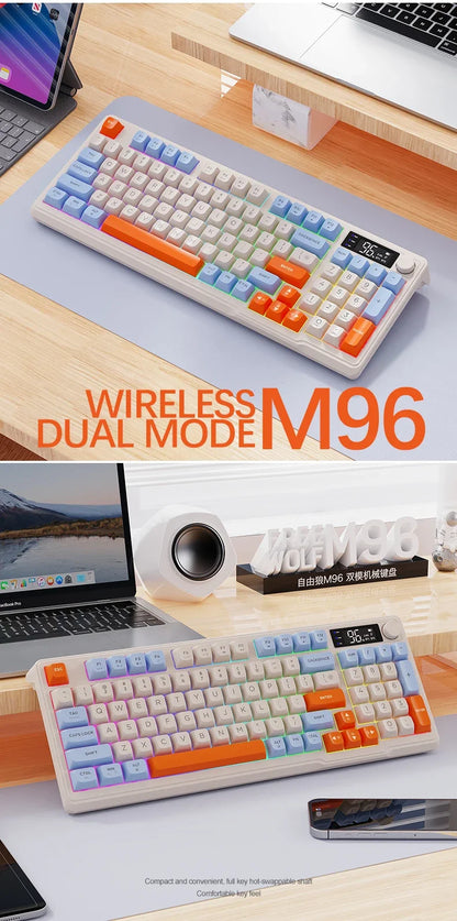 Free Wolf M96 Wireless Bluetooth Keyboard – 94 Key, Multimedia Knob, RGB, Battery Display