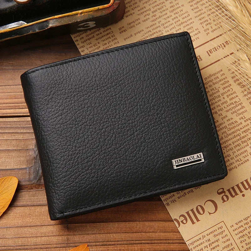 Genuine Cowhide Leather Men's Wallet – Short Bifold