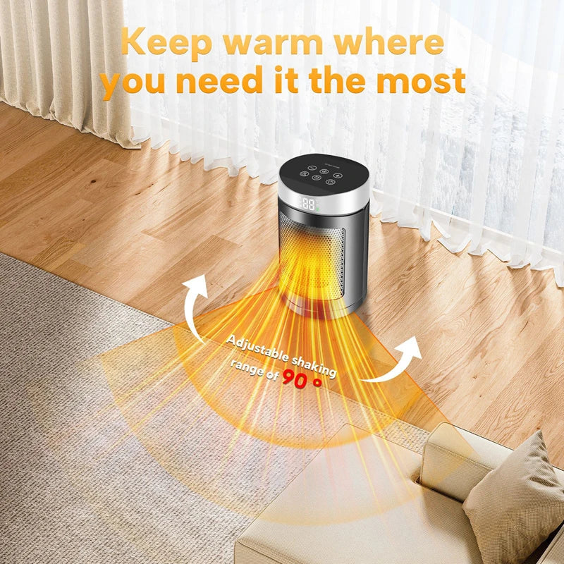 Electric Space Heater 1500W – Energy Saving Hot Air Heater with Remote Control & Timer