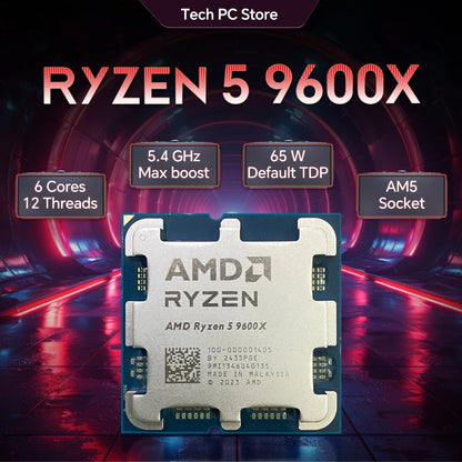 AMD Ryzen 5 9600X AM5 CPU – 6-Core, 5.4GHz Boost, 65W, 4nm