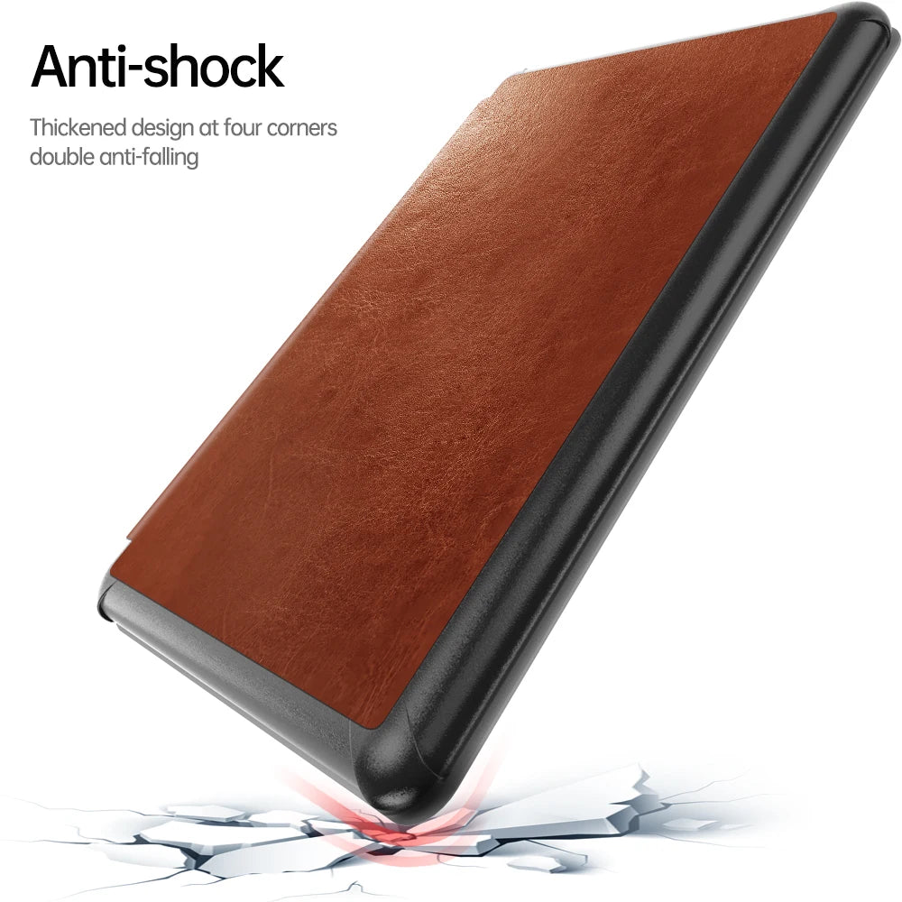Kindle Paperwhite 12th Generation 2024 Case – Leather, Auto Sleep, Hand Strap