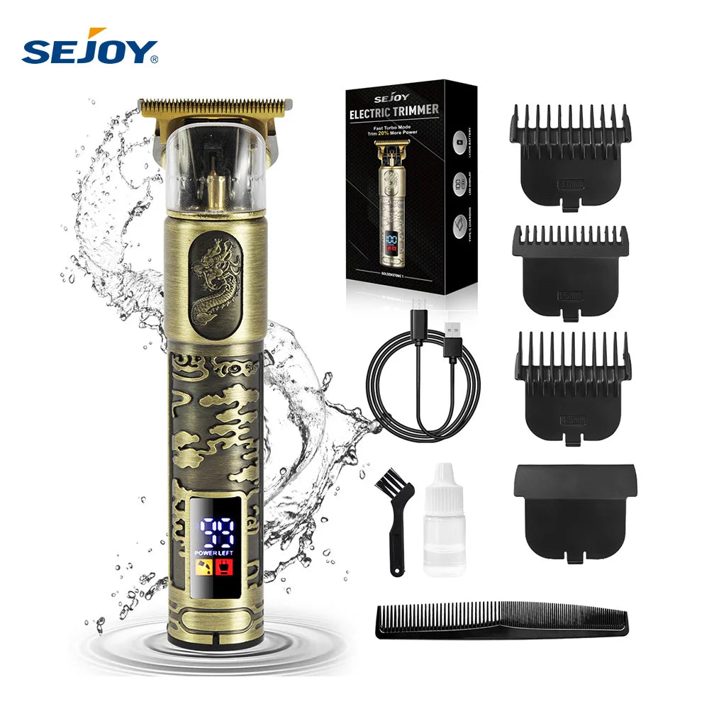 SEJOY Professional Hair Clipper – Cordless, Adjustable, Gold | EU Version