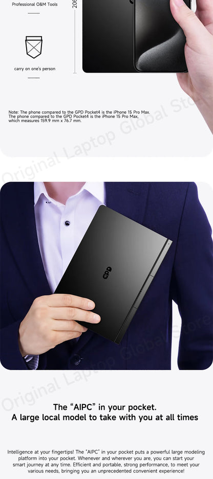 GPD Pocket 4 Mini Laptop – 8.8" 2.5K 144Hz, AMD Ryzen 7 8840U / AI 9 HX 370, Up to 32GB RAM