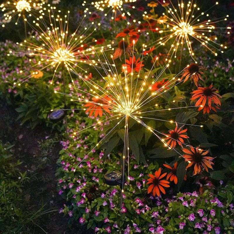 Solar Fireworks Fairy Lights – LED Dandelion Globe String Lights for Garden & Lawn