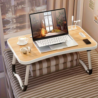 Portable Laptop Desk with USB Light & Fan – Foldable Adjustable Table for Bed & Sofa