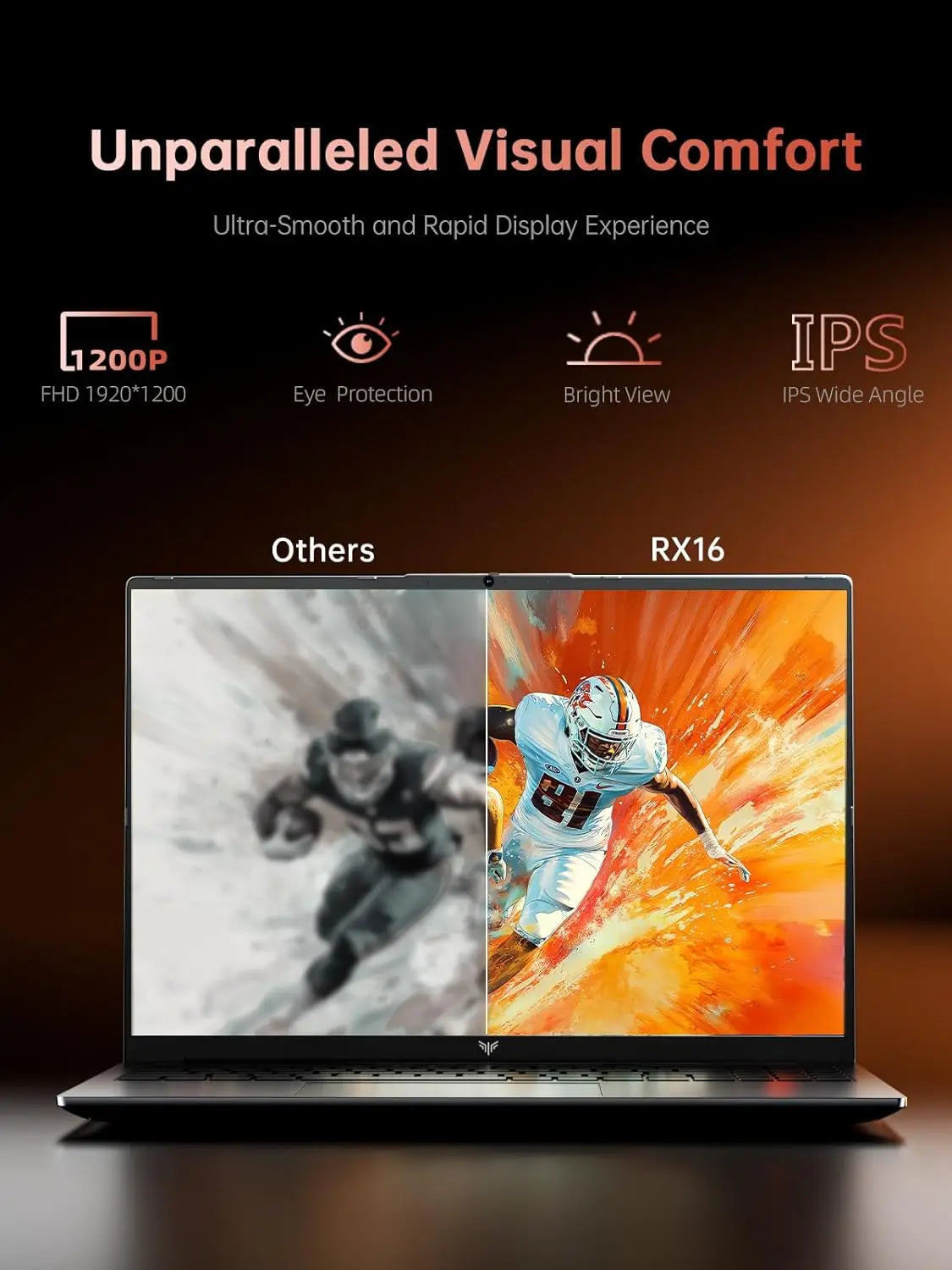 KAMRUI Gaming Laptop 16" — AMD Ryzen 9 6900HX, 16GB LPDDR5, 512GB NVMe SSD, Radeon 680M, Win11 PRO