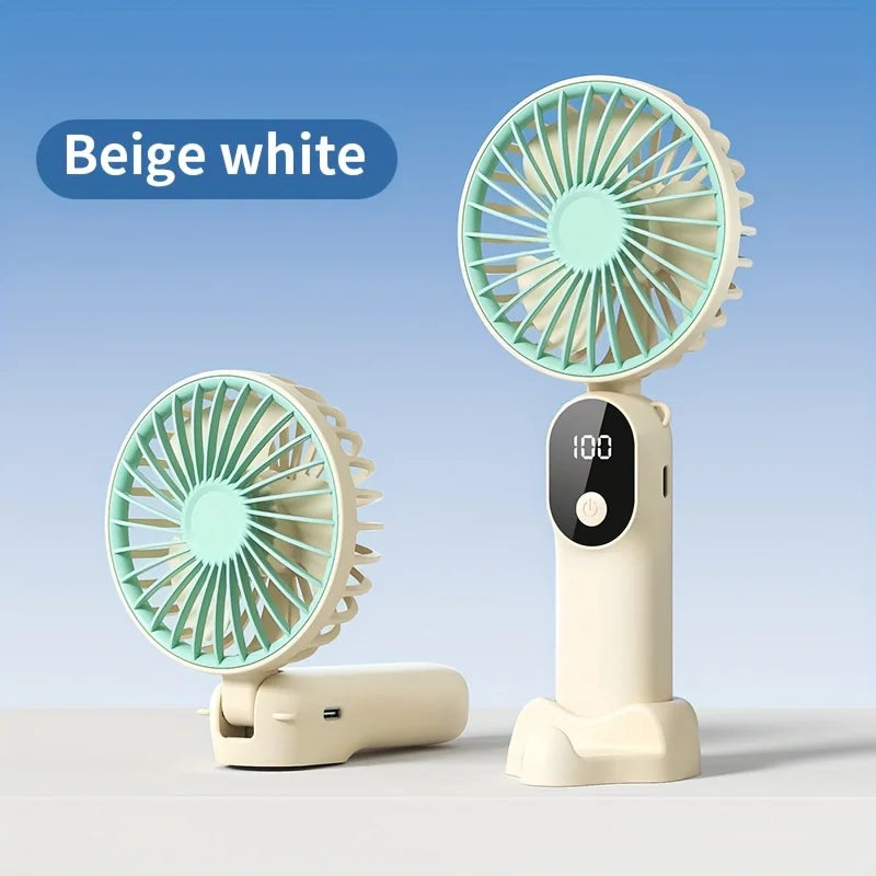 Mini Portable USB Fan | 6 Speeds | Digital Display | Foldable 3-in-1 | Handheld, Neck & Desktop | Outdoor