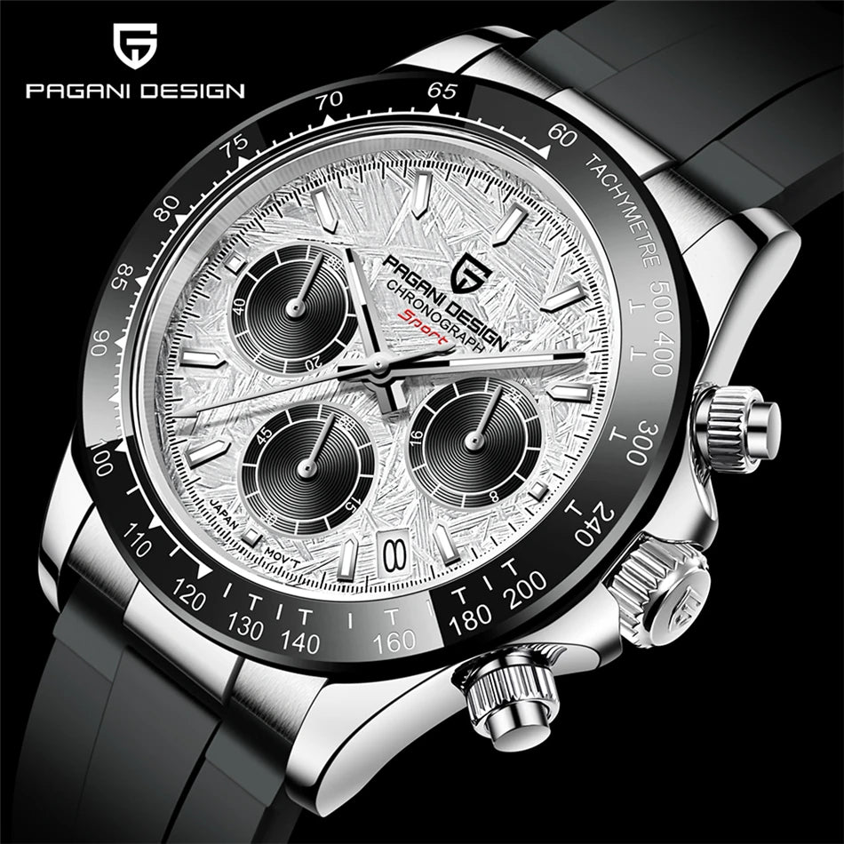 PAGANI DESIGN Men's Luxury Chronograph Watch – 100M Waterproof, Quartz Sport Wristwatch, Gift