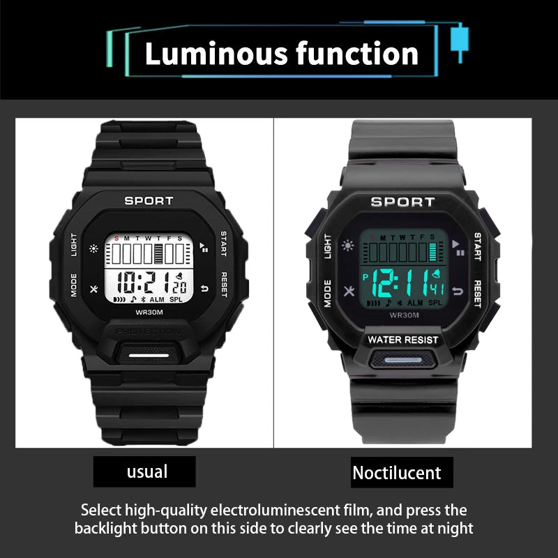YIKAZE Men's LED Digital Sport Watch – Waterproof, Outdoor Adventure, Multifunctional