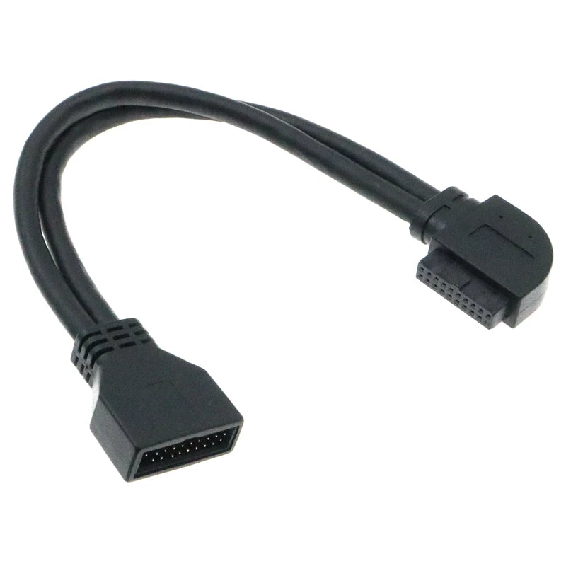 90° USB 3.0 Front Panel Extension Cable – 20-Pin / 19-Pin Elbow Adapter, 0.2m