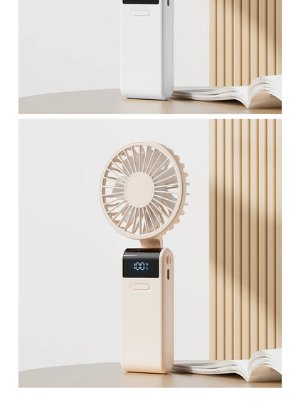 WO.Poblwc Handheld Mini Fan – 1800mAh Foldable, 5-Speed USB Rechargeable, Neck Hanging, Phone Stand, for Home & Outdoor