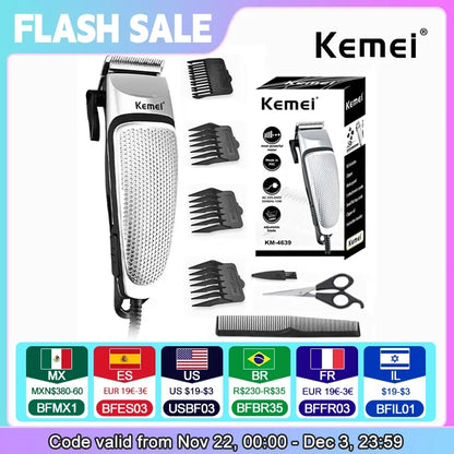 Kemei KM-4639 Professional Electric Hair Clipper – Low Noise Beard Trimmer & Haircut Tool