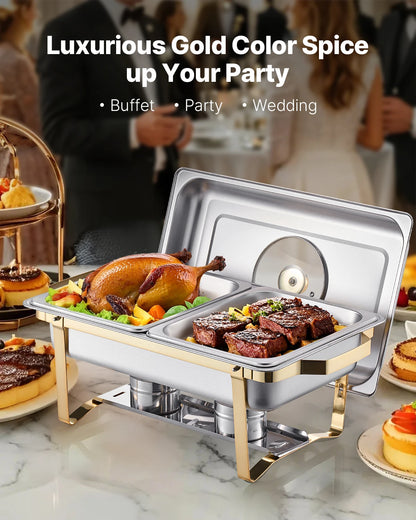 SucceBuy Chafing Dish Buffet Set – 2 or 4 Pack Stainless Steel Catering Warmer