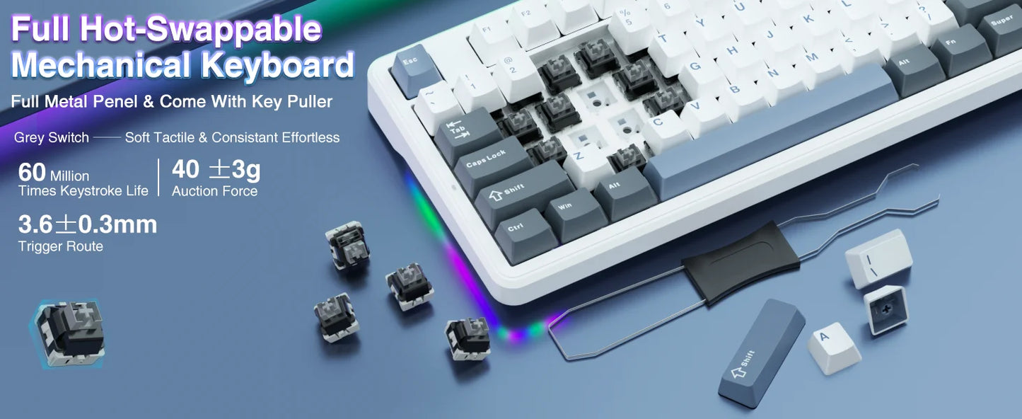AULA F87 Pro Tri-mode Mechanical Keyboard – 8000mAh, Hot-Swap, RGB, PBT, Gasket Mount