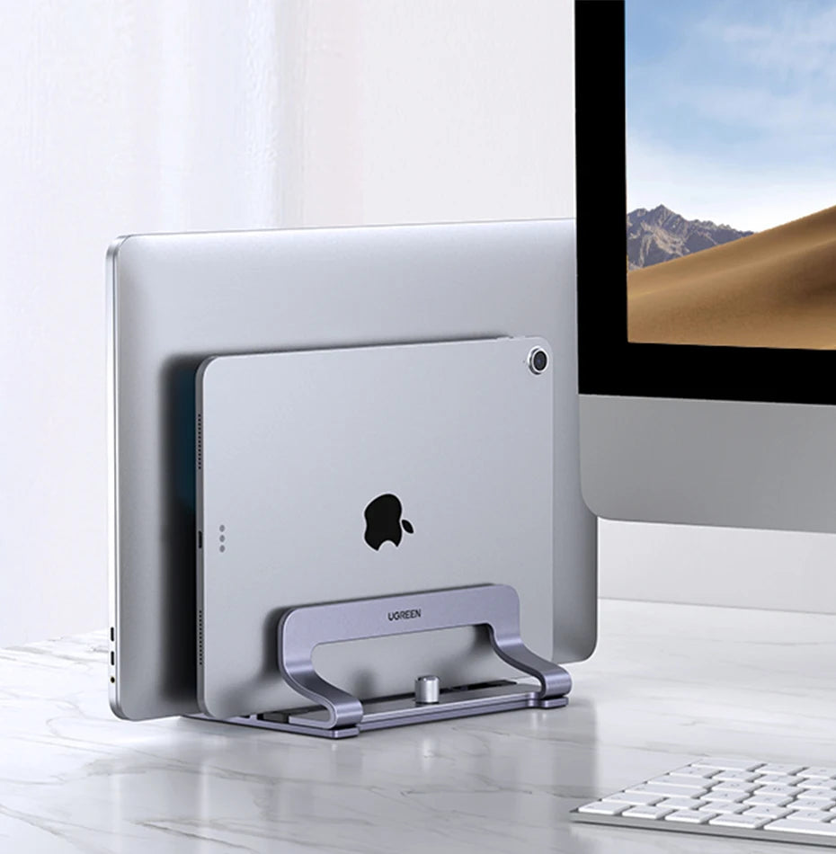 UGREEN Vertical Laptop Stand – Aluminum, Foldable, 1/2/3 Slots for MacBook Air, Pro & Tablets