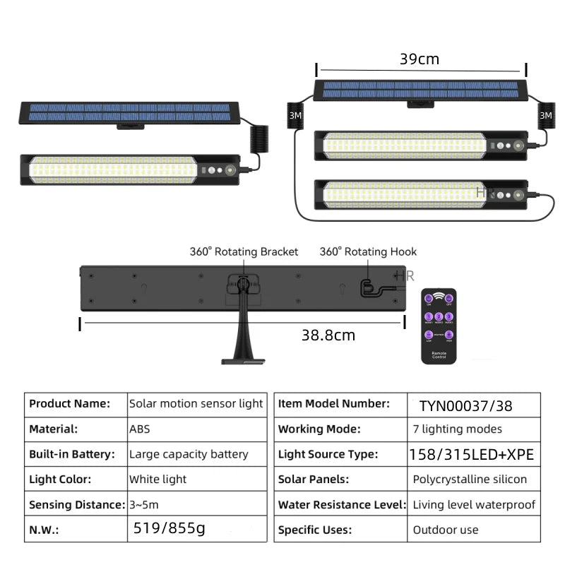 Solar Flood Light – 5000000LM LED, Remote Control, Waterproof Outdoor Spotlight