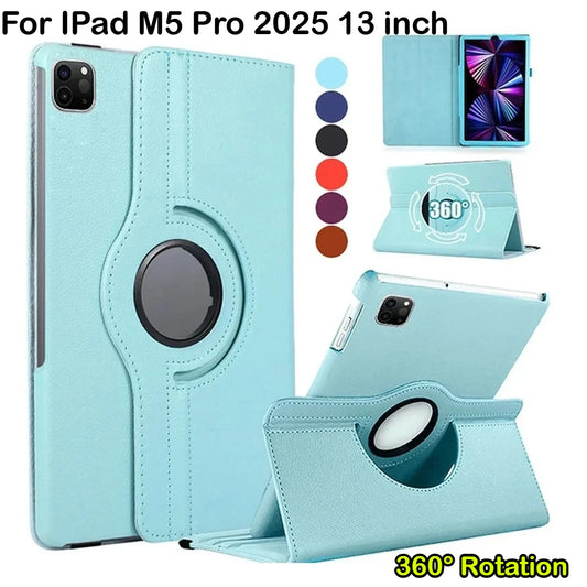 360° Rotating Stand Leather iPad Case – Pro 11"/12.9"/13", Air, Mini, 7th–10th Gen