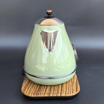 Vintage Wooden Grain Electric Kettle – 1.7L, 304 Stainless Steel, Temperature Control, 220V