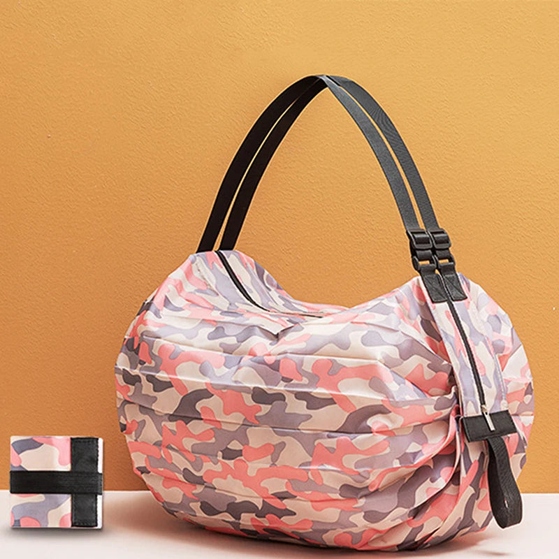 Foldable Nylon Shopping Bag with Handle – Large Capacity