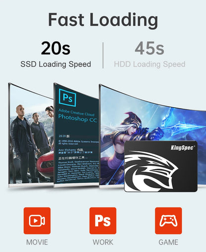 KingSpec SSD 2.5" SATA3 | 64GB–2TB | Internal Solid State Drive | For Laptop & Desktop PC
