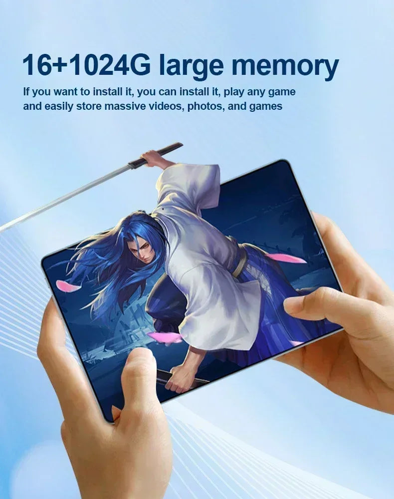 Pad 8 Pro Tablet 10.1" – Android 13, Snapdragon 8 Gen 2, 16GB RAM, 1024GB, 5G, 10000mAh