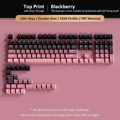 Cherry Profile PBT Keycaps 133+ Keys – White Side-Printed Shine-Through for MX Switches