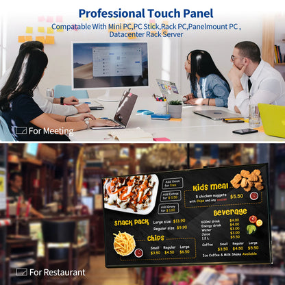 R.E.D. Shopping TouchWo 21.5-27 inch industrial all-in-one PC with touch screen, Android and Windows 10, commercial monitor display.