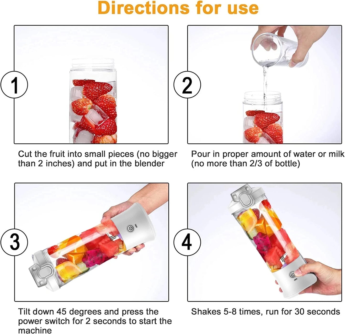 Portable Blender 600ML | USB Rechargeable 4000mAh | Smoothie & Juicer