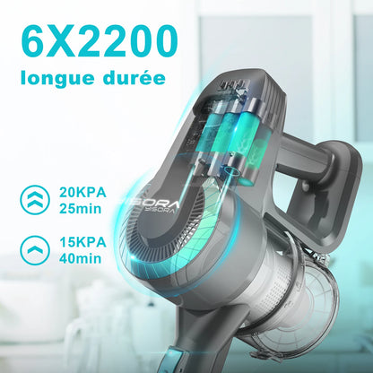 YISORA N300 Cordless Upright Vacuum Cleaner – 20kPa, Lightweight Stick Vacuum for Carpet, Hard Floor & Pet Hair