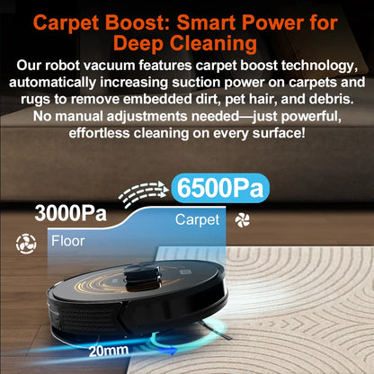 ABIR X9 Robot Vacuum Cleaner – Laser LiDAR, 6500PA Suction, UV Spot Cleaning, Multi-Floor Map, Auto Carpet Boost