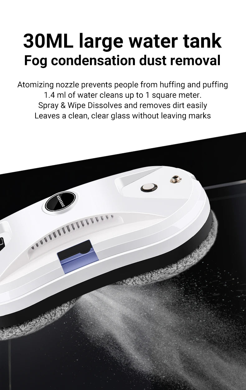 DIVEDEER Intelligent Window Cleaner – Automatic Water Spray, Anti-Fall Magnetic Glass Cleaner