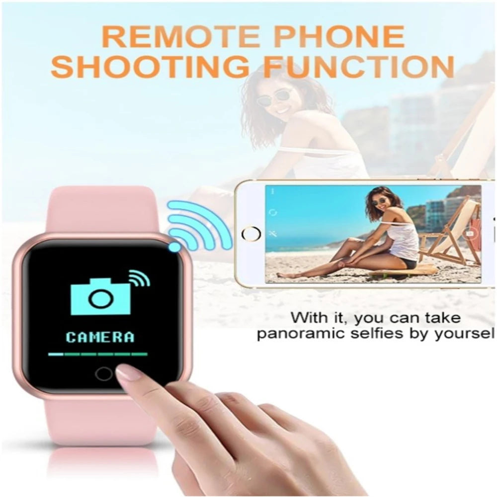 Smart R.E.D. Shopping sports smartwatch with fitness tracker, sleep monitor, music control, alarm, and digital display for women and men.