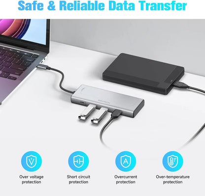 RSHTECH RSH-D05P 5-in-1 USB-C Hub with M.2 NVMe/SATA SSD Enclosure – 10Gbps, 100W PD