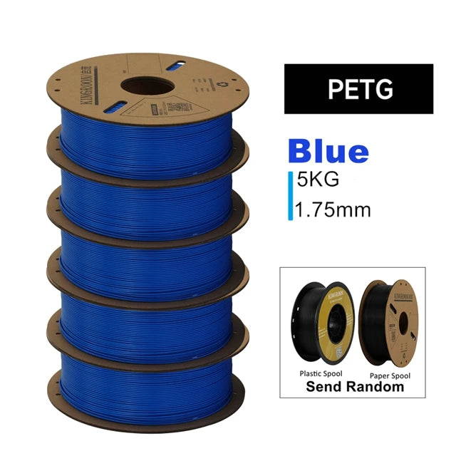 KINGROON 3D Printer Filament Bundle – 5KG, 1.75mm PLA / PETG / TPU / ABS, No Bubbles, Random Spool