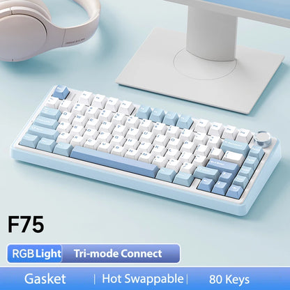 AULA F75 Mechanical Keyboard – 75% Layout, Tri-Mode (2.4G/BT/USB), RGB, Hot-Swap, PBT Keycaps